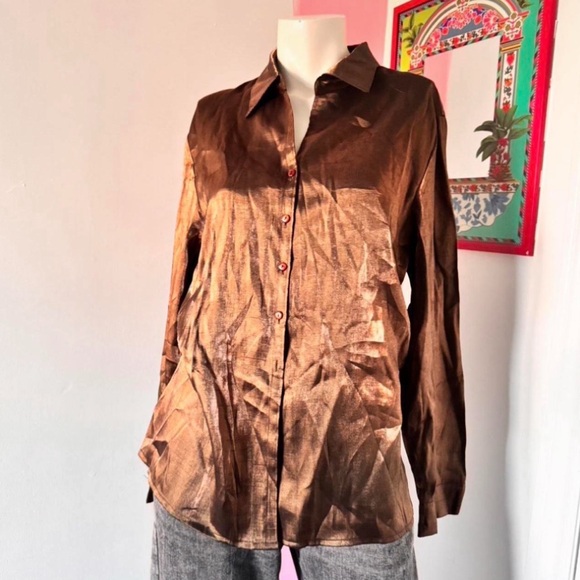 Fred David Tops - Fred David Shimmering Brown Blouse